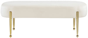 Gia Velvet / Engineered Wood / Metal / Foam Contemporary Cream Velvet Bench - 47.5" W x 18" D x 18" H