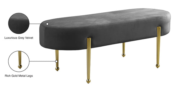 Gia Velvet / Engineered Wood / Metal / Foam Contemporary Grey Velvet Bench - 47.5" W x 18" D x 18" H