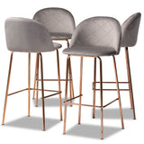 Addie Luxe and Glam Velvet Fabric Upholstered 4-Piece Bar Stool Set