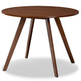 Alana Mid-Century Modern Transitional Walnut Brown Finished Round Wood Dining Table