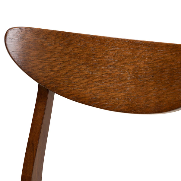 Baxton Studio Philip Mid-Century Modern Transitional Light Beige Fabric Upholstered and Walnut Brown Finished Wood 5-Piece Dining Set