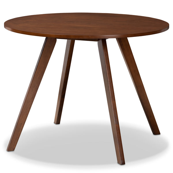 Baxton Studio Philip Mid-Century Modern Transitional Light Grey Fabric Upholstered and Walnut Brown Finished Wood 5-Piece Dining Set