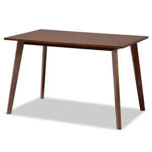 Nori Mid-Century Modern Transitional Light Beige Fabric Upholstered and Walnut Brown Finished Wood 5-Piece Dining Set