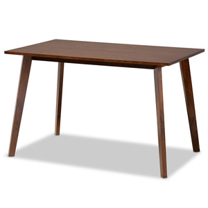 Nori Mid-Century Modern Transitional Light Grey Fabric Upholstered and Walnut Brown Finished Wood 5-Piece Dining Set