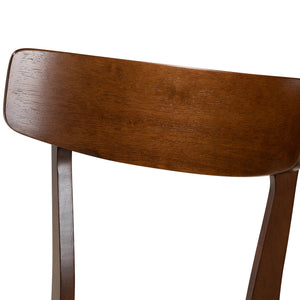 Nori Mid-Century Modern Transitional Light Grey Fabric Upholstered and Walnut Brown Finished Wood 5-Piece Dining Set