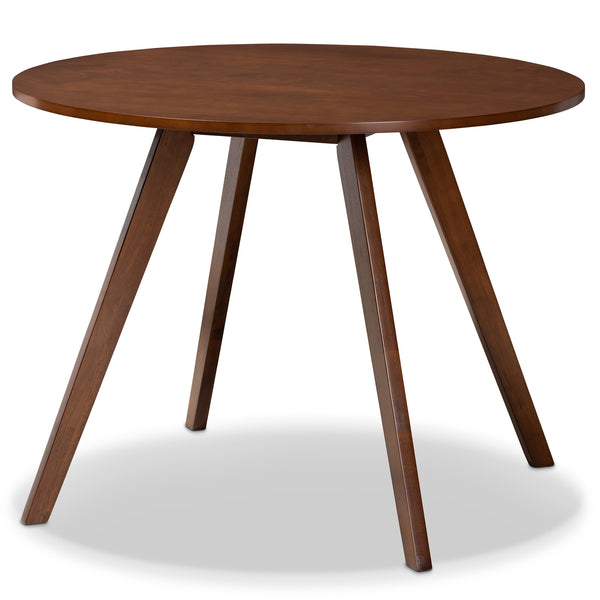 Rika Mid-Century Modern Transitional Light Grey Fabric Upholstered and Walnut Brown Finished Wood 5-Piece Dining Set