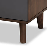 Baxton Studio Moina Mid-Century Modern Two-Tone Walnut Brown and Grey Finished Wood TV Stand