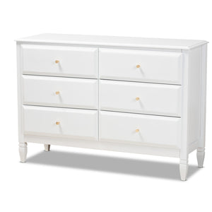 Naomi Classic and Transitional White Finished Wood 6-Drawer Bedroom Dresser