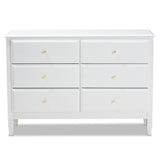 Naomi Classic and Transitional White Finished Wood 6-Drawer Bedroom Dresser