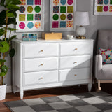 Naomi Classic and Transitional White Finished Wood 6-Drawer Bedroom Dresser