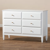 Naomi Classic and Transitional White Finished Wood 6-Drawer Bedroom Dresser