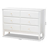 Naomi Classic and Transitional White Finished Wood 6-Drawer Bedroom Dresser