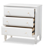 Naomi Classic and Transitional White Finished Wood 3-Drawer Bedroom Chest