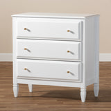 Naomi Classic and Transitional White Finished Wood 3-Drawer Bedroom Chest