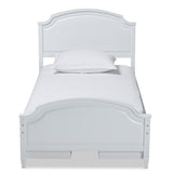 Elise Classic and Traditional Transitional White Finished Wood Twin Size Storage Platform Bed