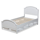 Elise Classic and Traditional Transitional White Finished Wood Twin Size Storage Platform Bed