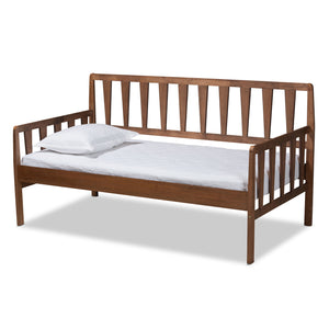 Midori Modern and Contemporary Transitional Walnut Brown Finished Wood Twin Size Daybed