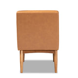 Baxton Studio Arvid Mid-Century Modern Tan Faux Leather Upholstered and Walnut Brown Finished Wood Dining Chair