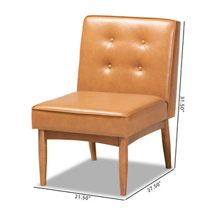 Baxton Studio Arvid Mid-Century Modern Tan Faux Leather Upholstered and Walnut Brown Finished Wood Dining Chair