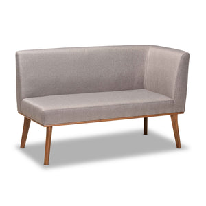 Baxton Studio Odessa Mid-Century Modern Grey Fabric Upholstered and Walnut Brown Finished Wood 3-Piece Dining Nook Set