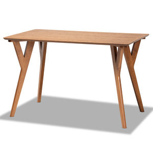 Baxton Studio Odessa Mid-Century Modern Grey Fabric Upholstered and Walnut Brown Finished Wood 3-Piece Dining Nook Set