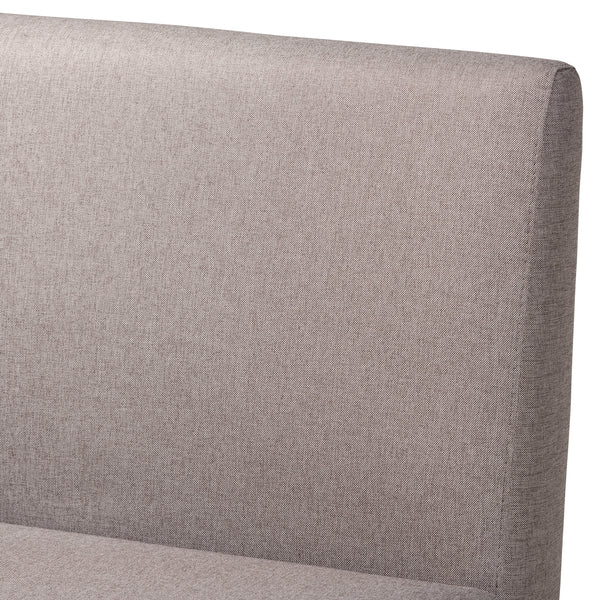 Baxton Studio Odessa Mid-Century Modern Grey Fabric Upholstered and Walnut Brown Finished Wood 3-Piece Dining Nook Set