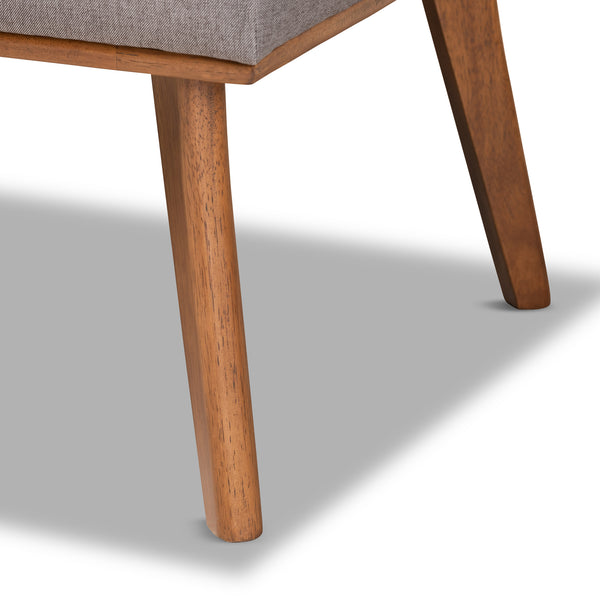 Baxton Studio Odessa Mid-Century Modern Grey Fabric Upholstered and Walnut Brown Finished Wood 3-Piece Dining Nook Set