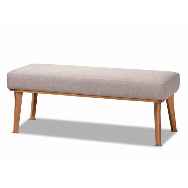 Baxton Studio Odessa Mid-Century Modern Grey Fabric Upholstered and Walnut Brown Finished Wood 4-Piece Dining Nook Set