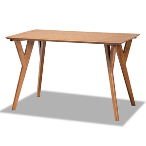 Baxton Studio Odessa Mid-Century Modern Grey Fabric Upholstered and Walnut Brown Finished Wood 4-Piece Dining Nook Set