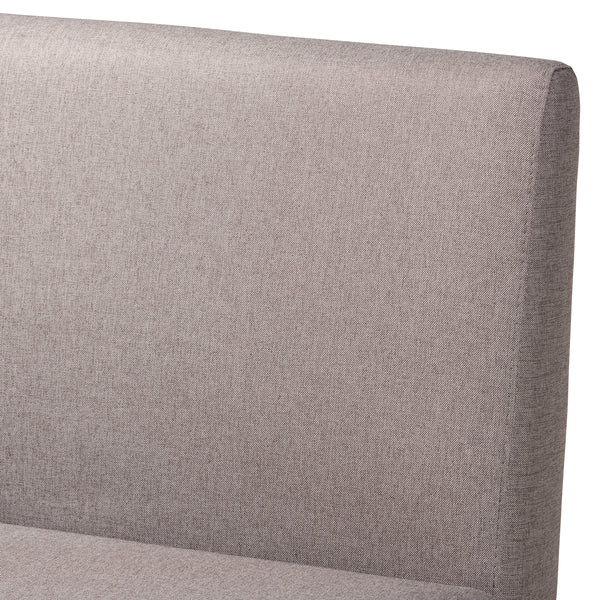 Baxton Studio Odessa Mid-Century Modern Grey Fabric Upholstered and Walnut Brown Finished Wood 4-Piece Dining Nook Set