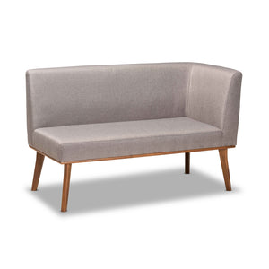 Baxton Studio Odessa Mid-Century Modern Grey Fabric Upholstered and Walnut Brown Finished Wood 5-Piece Dining Nook Set