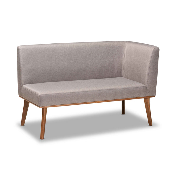 Baxton Studio Odessa Mid-Century Modern Grey Fabric Upholstered and Walnut Brown Finished Wood 5-Piece Dining Nook Set