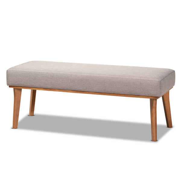 Baxton Studio Odessa Mid-Century Modern Grey Fabric Upholstered and Walnut Brown Finished Wood 5-Piece Dining Nook Set