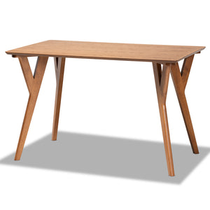 Baxton Studio Odessa Mid-Century Modern Grey Fabric Upholstered and Walnut Brown Finished Wood 5-Piece Dining Nook Set