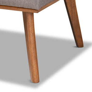 Baxton Studio Odessa Mid-Century Modern Grey Fabric Upholstered and Walnut Brown Finished Wood 5-Piece Dining Nook Set