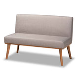 Baxton Studio Odessa Mid-Century Modern Grey Fabric Upholstered and Walnut Brown Finished Wood 2-Piece Dining Corner Sofa Bench 