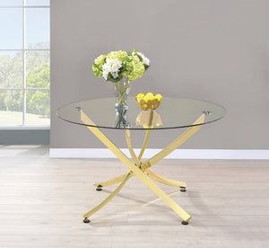 Chanel Contemporary Round Dining Table Brass and Clear