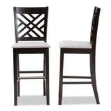 Baxton Studio Jason Modern and Contemporary Grey Fabric Upholstered and Espresso Brown Finished Wood 2-Piece Bar Stool Set