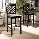 Baxton Studio Jason Modern and Contemporary Grey Fabric Upholstered and Espresso Brown Finished Wood 2-Piece Bar Stool Set