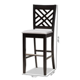 Baxton Studio Jason Modern and Contemporary Grey Fabric Upholstered and Espresso Brown Finished Wood 2-Piece Bar Stool Set