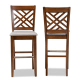 Baxton Studio Jason Modern and Contemporary Grey Fabric Upholstered and Walnut Brown Finished Wood 2-Piece Bar Stool Set