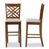 Baxton Studio Jason Modern and Contemporary Grey Fabric Upholstered and Walnut Brown Finished Wood 2-Piece Bar Stool Set