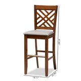 Baxton Studio Jason Modern and Contemporary Grey Fabric Upholstered and Walnut Brown Finished Wood 2-Piece Bar Stool Set