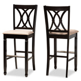 Calista Modern Contemporary Fabric Upholstered Wood 2-Piece Bar Stool Set