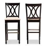 Baxton Studio Calista Modern and Contemporary Sand Fabric Upholstered and Espresso Brown Finished Wood 2-Piece Bar Stool Set