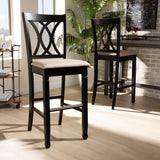 Baxton Studio Calista Modern and Contemporary Sand Fabric Upholstered and Espresso Brown Finished Wood 2-Piece Bar Stool Set