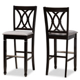 Baxton Studio Calista Modern and Contemporary Grey Fabric Upholstered and Espresso Brown Finished Wood 2-Piece Bar Stool Set