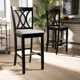 Baxton Studio Calista Modern and Contemporary Grey Fabric Upholstered and Espresso Brown Finished Wood 2-Piece Bar Stool Set