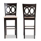 Baxton Studio Carson Modern and Contemporary Sand Fabric Upholstered and Espresso Brown Finished Wood 2-Piece Bar Stool Set