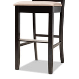 Baxton Studio Carson Modern and Contemporary Sand Fabric Upholstered and Espresso Brown Finished Wood 2-Piece Bar Stool Set